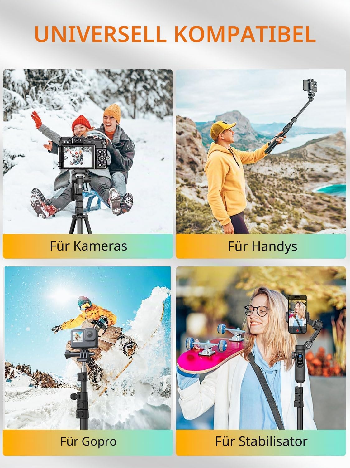 AOCHUAN Komplettes Kamerastativ für Smartphones, Kamera-Gimbal-Stabilisatoren, mit 0,44 m ~ 1,7 m Aluminium-Legierung, Beleuchtungsständer (T20), 1,7 m