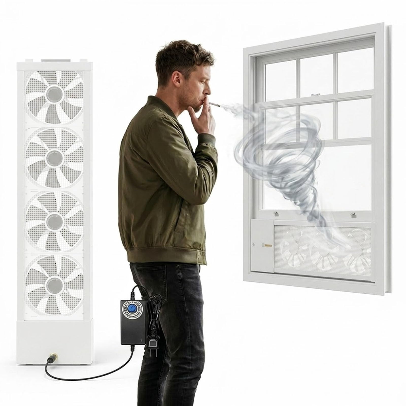Ventilateur vertical haute vitesse réversible pour grande fenêtre blanche