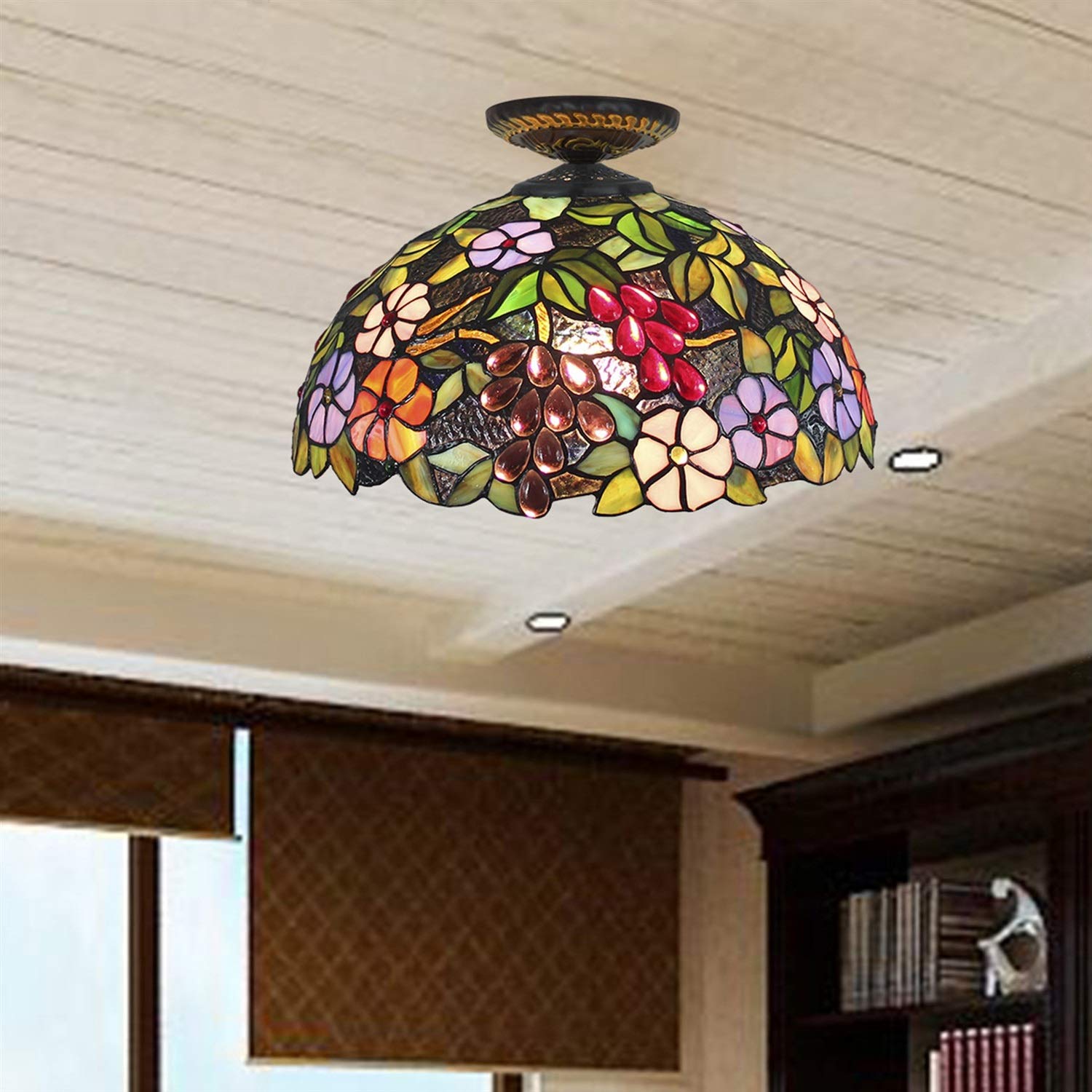 Lampa sufitowa w stylu Tiffany 16-calowe projekty klejnotów i witrażowe światło sufitowe Lampy domowe i latarnie do korytarza do sypialni