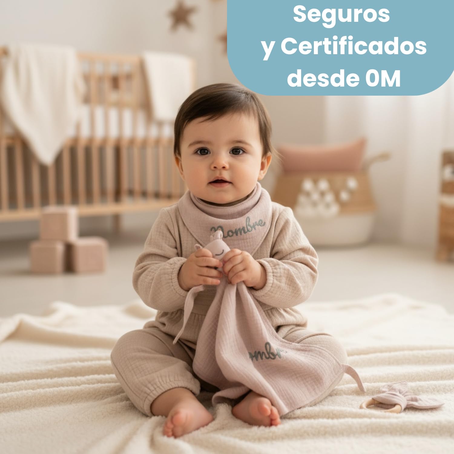 Canastilla “Sneakers” – Dou Dou Personalizado, Babero Bandana con Nombre, Mordedor de Madera, Ropita de Punto, Muselina Algodón, Pastel 6 Pañales y Marco Significado Nombre