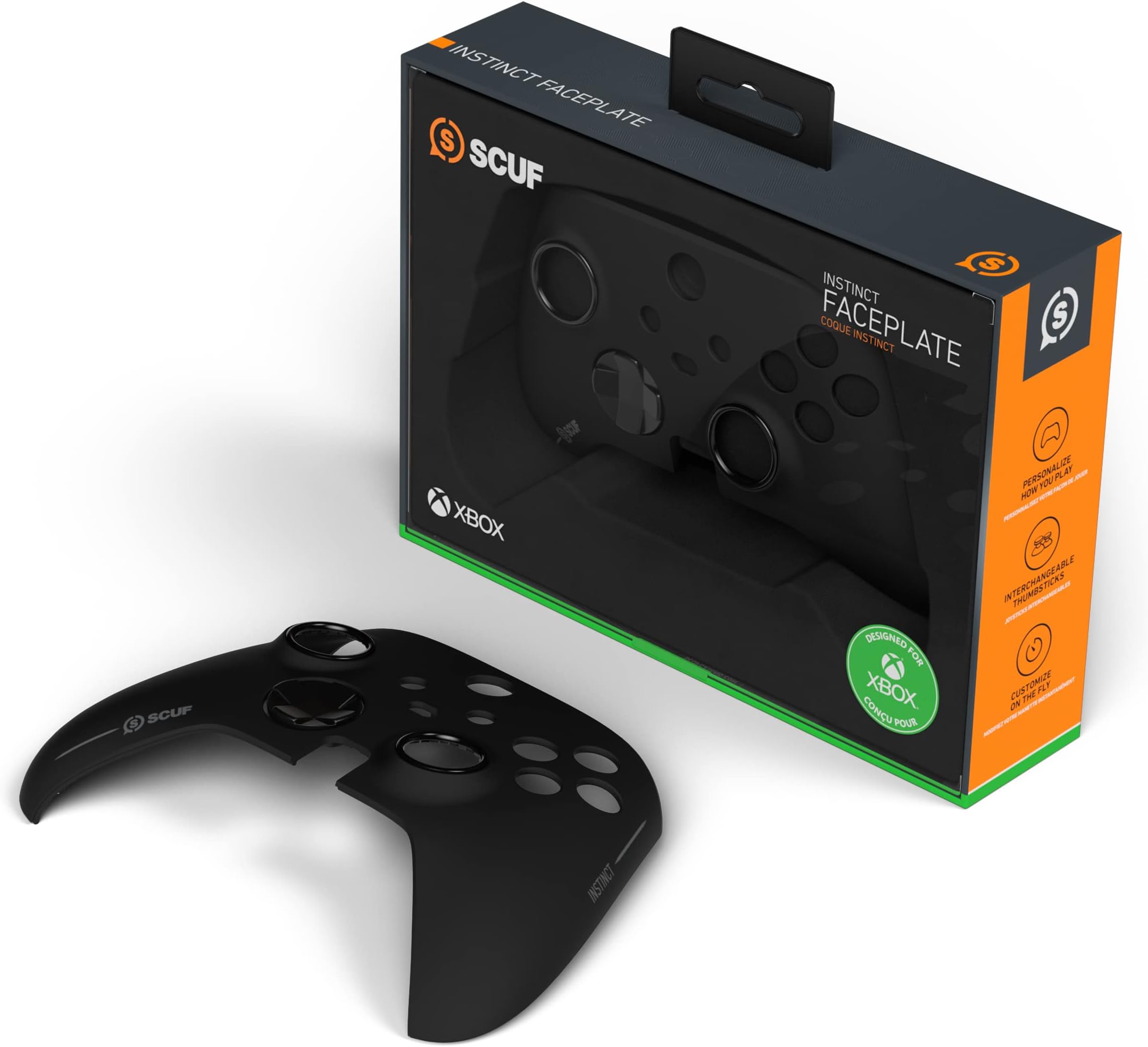 Instinct Controller Removeable Faceplate Kit - Anti Friction Rings - Xbox Series X, S, Xbox One - Black