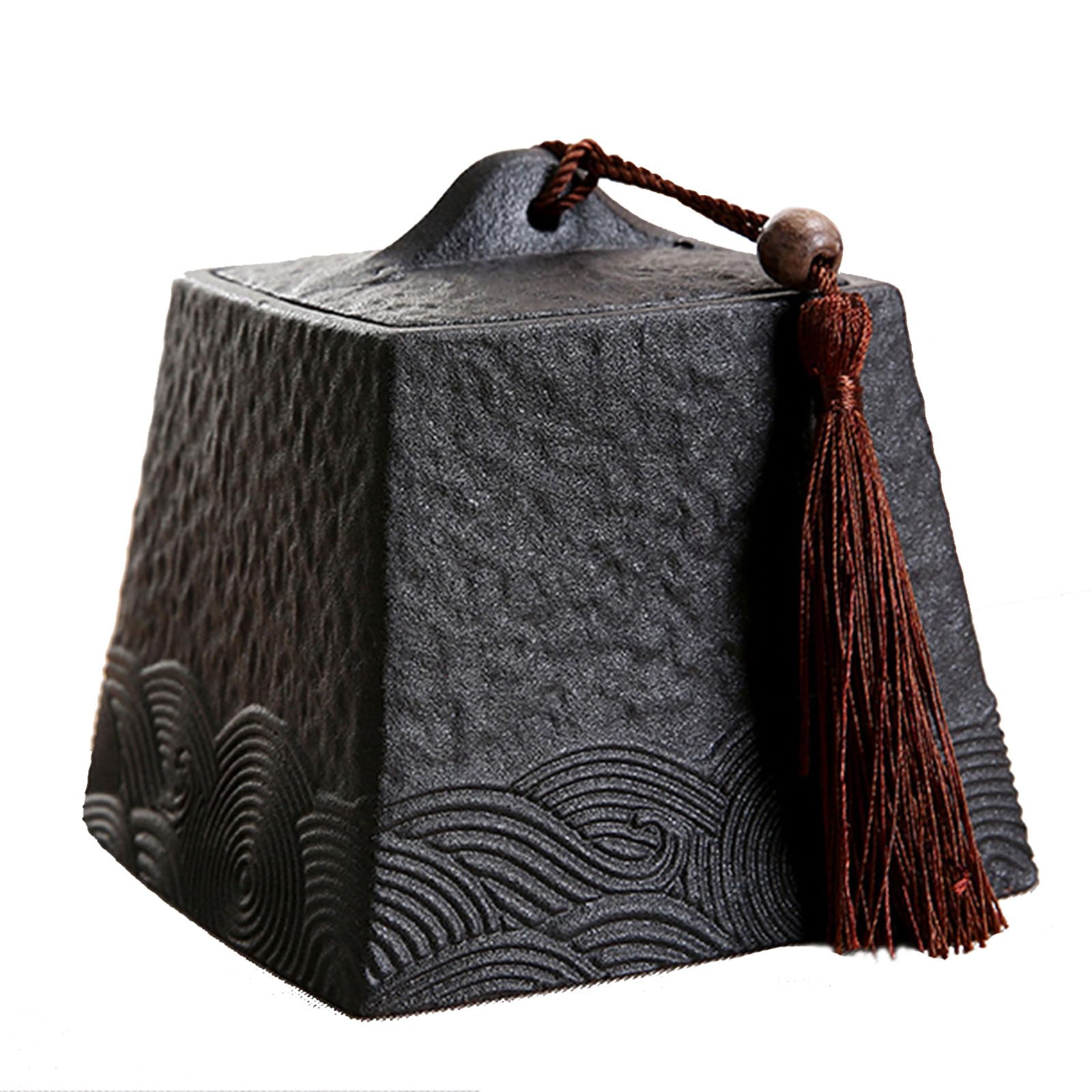 JFGCTYHXY Pet urns, Small Ceramic Cremation Urn For Human Ashes Black(Square)