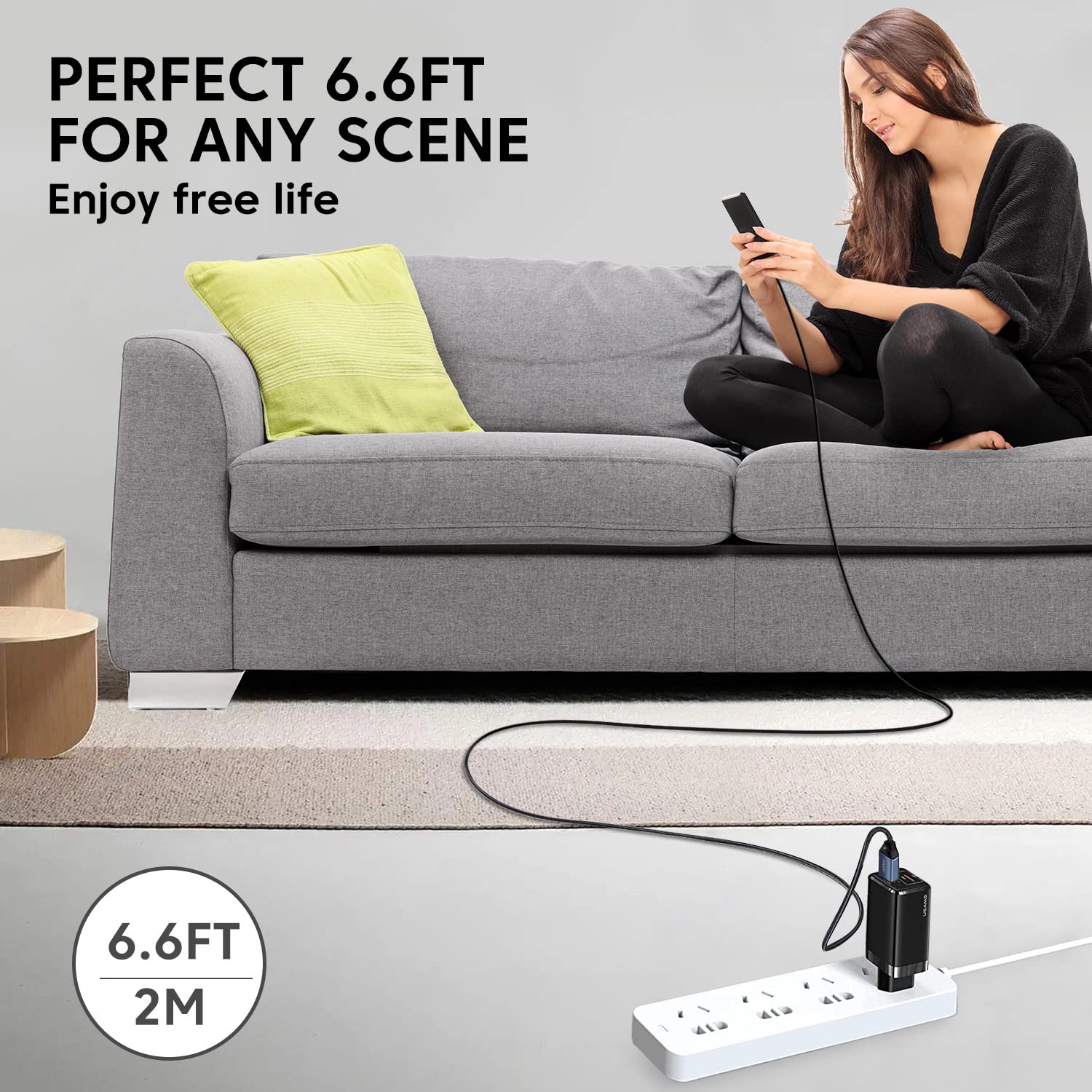 toocki Cavo USB C da 2 m con display 100 W PD ricarica rapida, confezione da 2 pezzi, 5 A 480 Mbps, in nylon intrecciato tipo C, per iPhone 17/16/15, MacBook Pro/Neo, Galaxy S25, iPad Pro