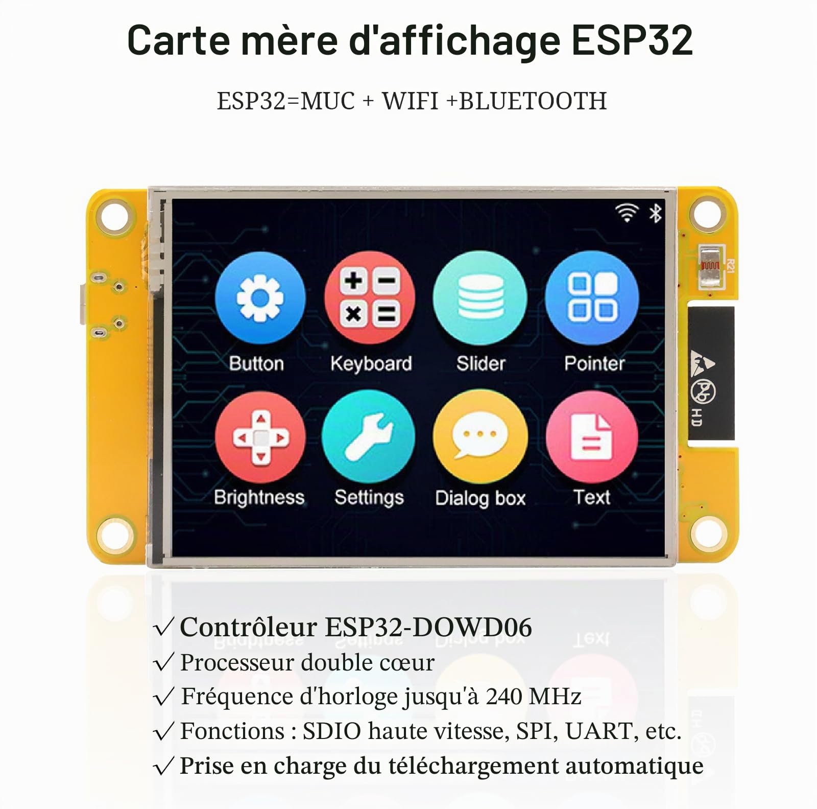 ESP32 Écran ESP32 Ecran Tactile Board avec WiFi Bluetooth 2,8" 240 x 320 Écran ESP Intelligent Module Ecran TFT ESP Tactile Connectivité IoT Haut débit Compatible avec Arduino/LVGL(2 Pcs)