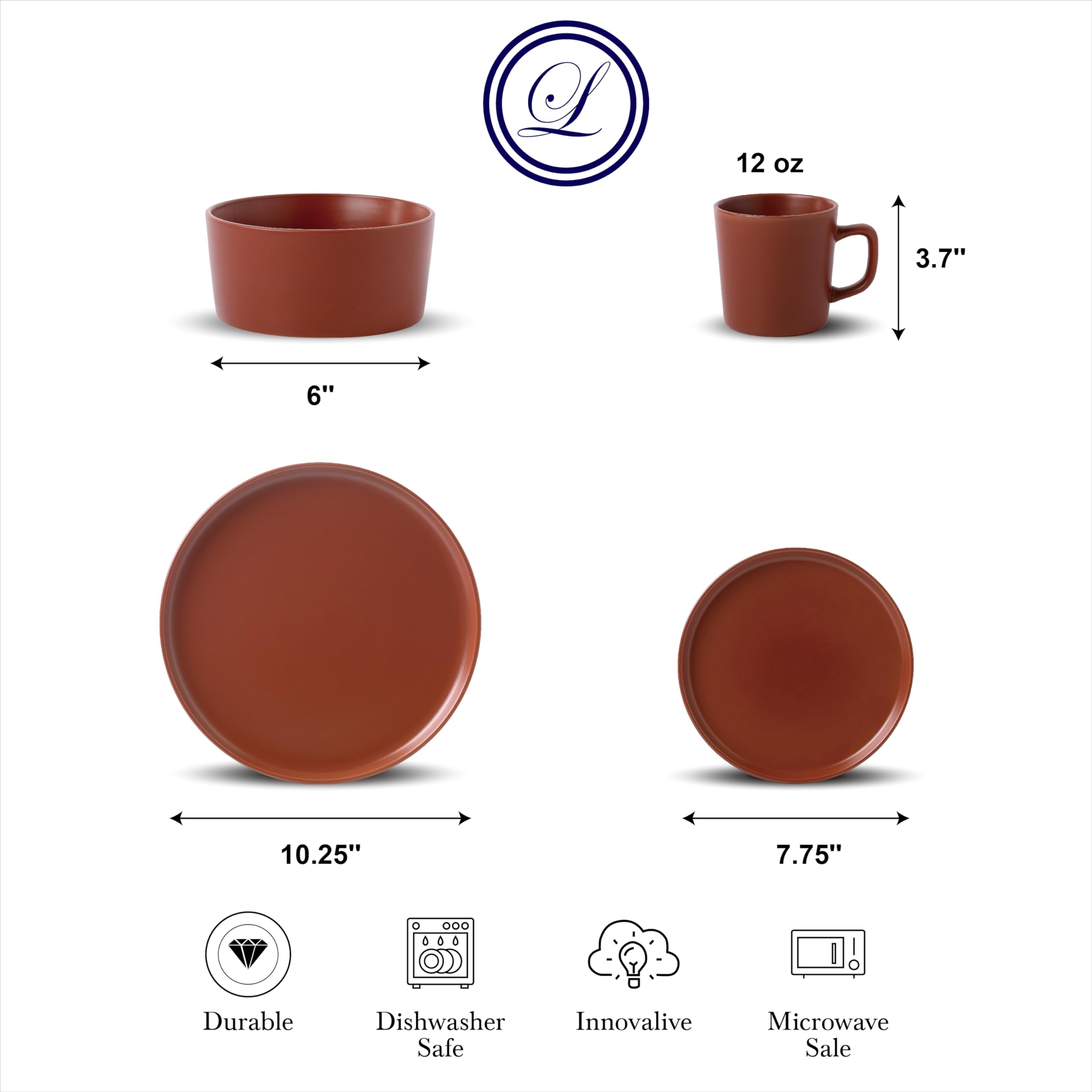 Amazon.com | Lorren Home Trends Red Stoneware Dinnerware Set, 16