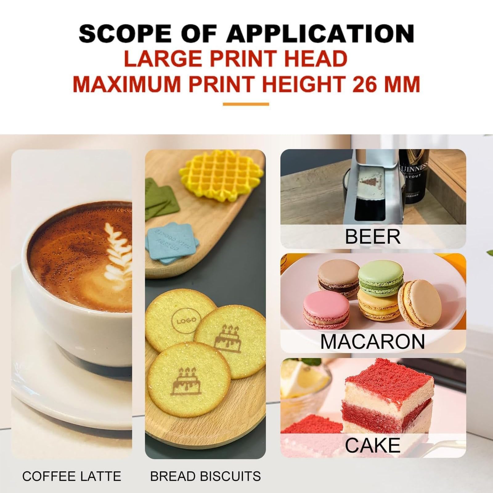 Mini Stampante Portatile, Penna Stampante Leggera, Stampante a Getto d'Inchiostro Commestibile per Latte Art con Controllo App
