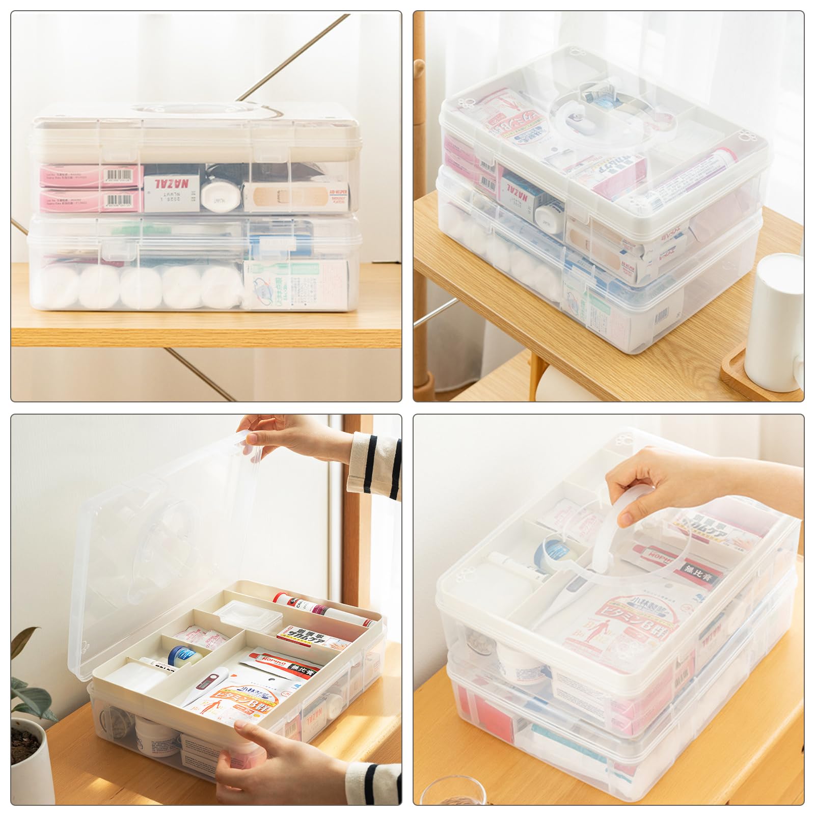 Craft Storage Box Clear Craft Stackable Large Sewing Box with 7 Compartment Tray Large Capacity for Medications Sewing Supplies - Image 4