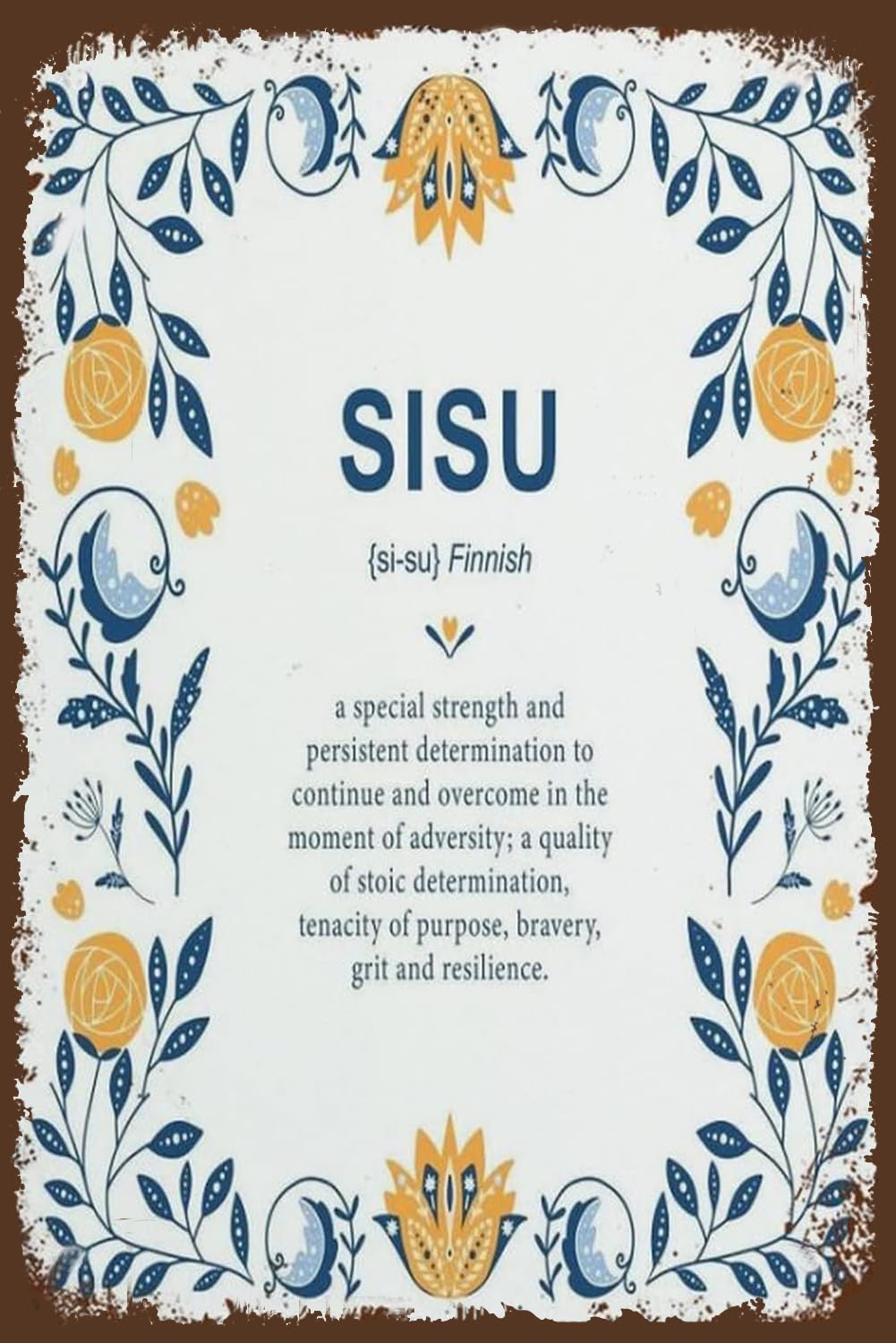 Nordic Sisu Definition Funny Vintage Metal Tin Sign Home Bar Cafe Room Wall Art Decor 8x12 Inch
