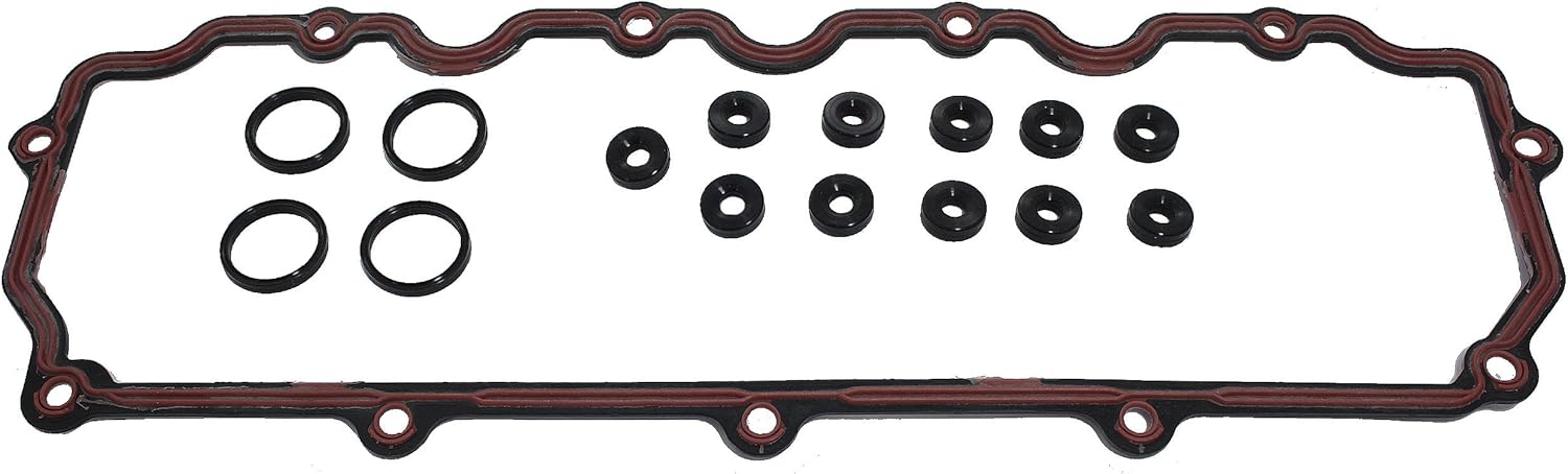 APDTY 103933 Valve Cover Gasket w/Grommets & Breather Seals Upper Gasket Fits 6.0L Power Stroke Diesel Ford Super Duty E350 E450 Econoline Van Excursion (Replaces 3C3Z6584BA, 3C3Z-6584-BA)