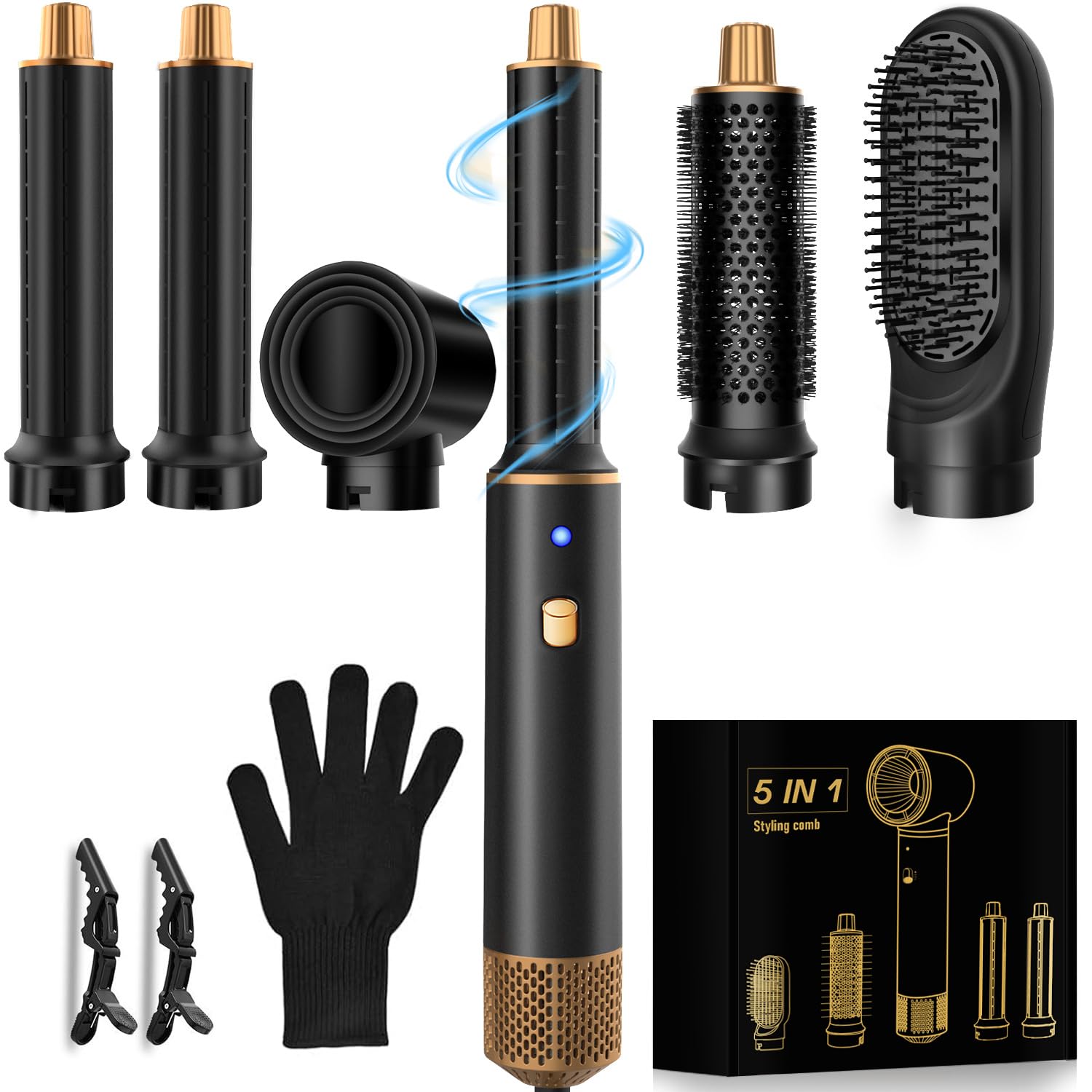 5-in-1 Blowout Brush, Coanda Curling Styler for Fine Thin Sparse Hair