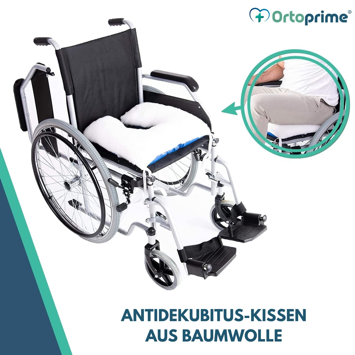 OrtoPrime Antidekubitus Rollstuhlkissen - Ischias Sitzkissen für Büro und Heim - Sitzpolster (UPP) zur Prävention von Geschwüren - Weiches und bequemes Sitzkissen in Hufeisenform gegen Dekubitus