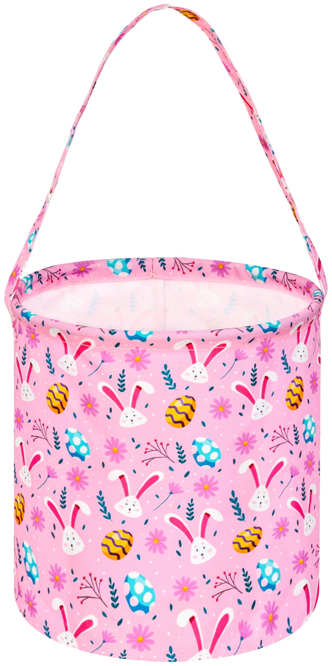 KUNRO Easter Basket Empty Easter Gift Basket for Kids Bunny Bucket Cute Egg Print Tote Bags for Egg Hunt Easter Party Decoration Toy Candy Gifts Storage