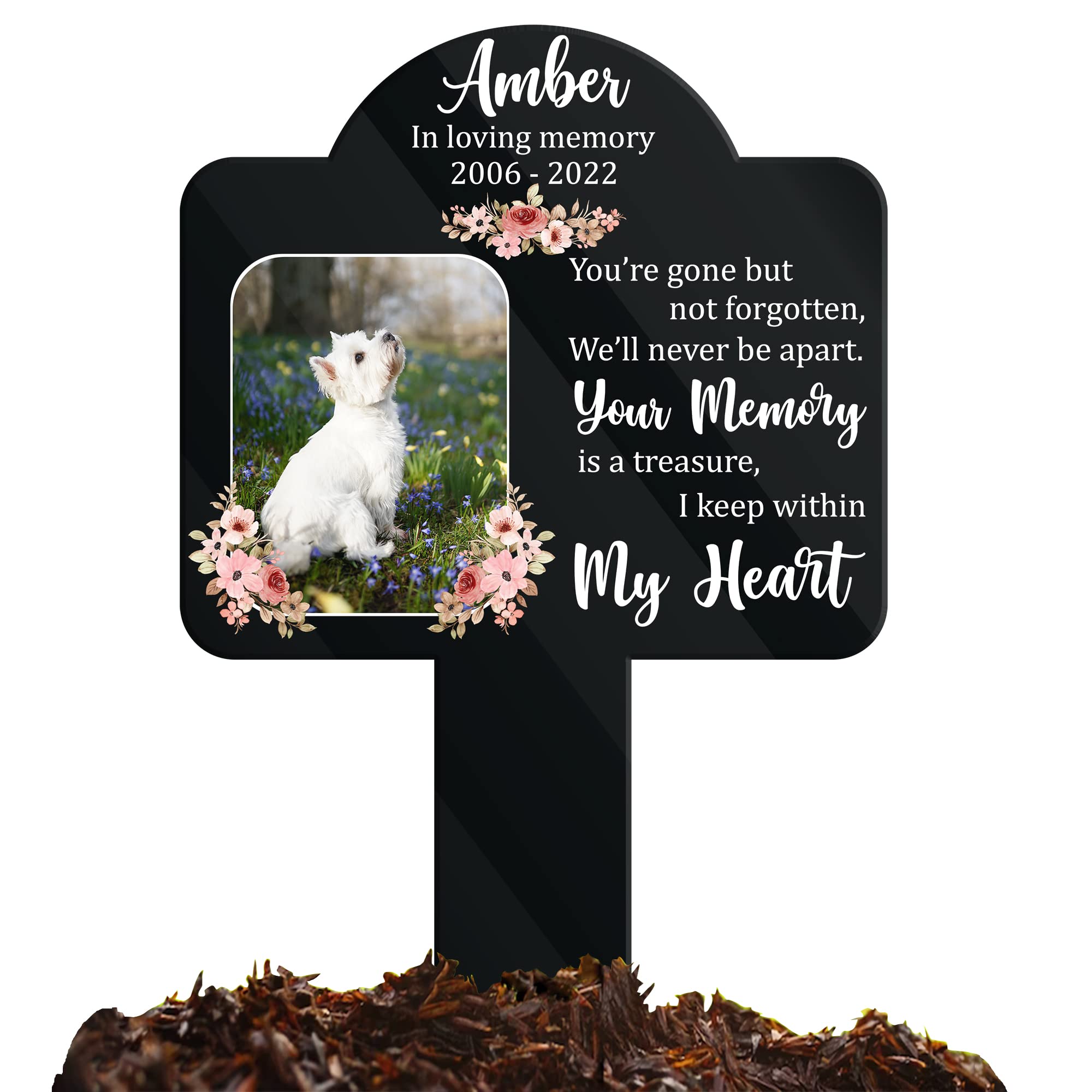 Bfi Gift Personalized Pet Grave Markers - Outdoor Garden Cross Stake Memorial Keepsake for Loss of Dog or Cat