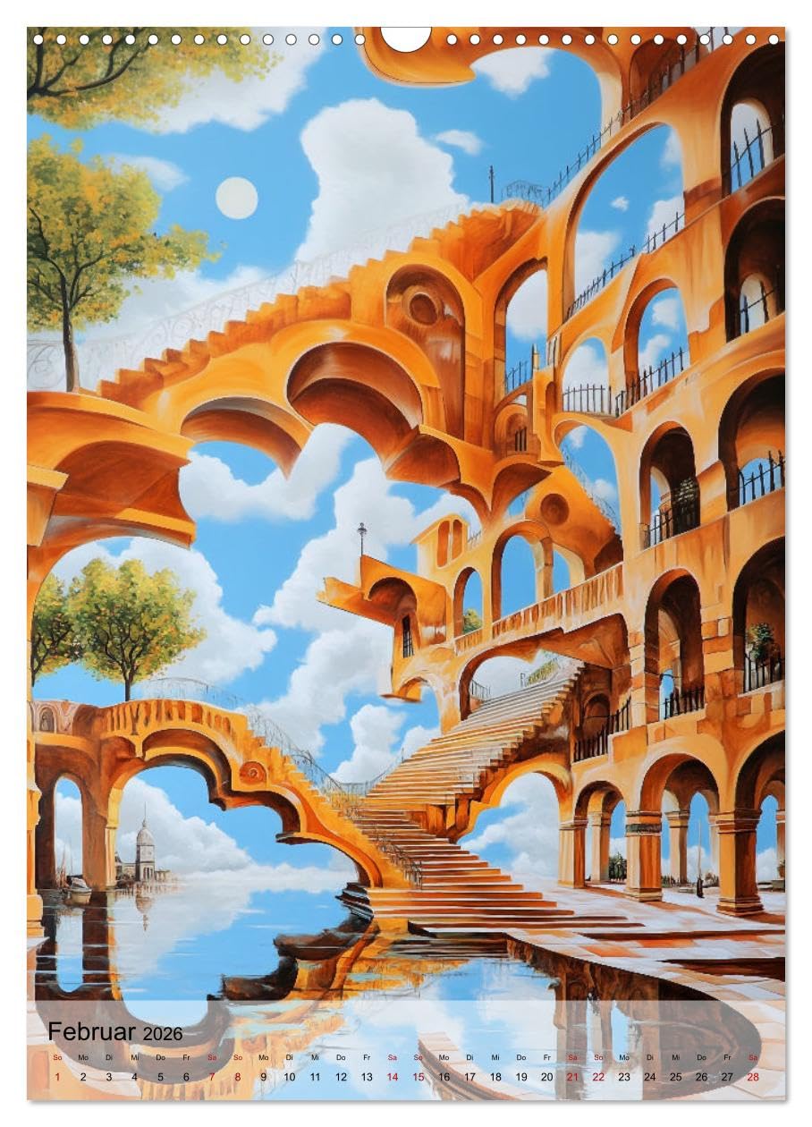 Knoten in der Realität (Wandkalender 2026 DIN A3 hoch), CALVENDO Monatskalender: Gebäude, die der Logik trotzen und die Fantasie beflügeln (CALVENDO Kunst)