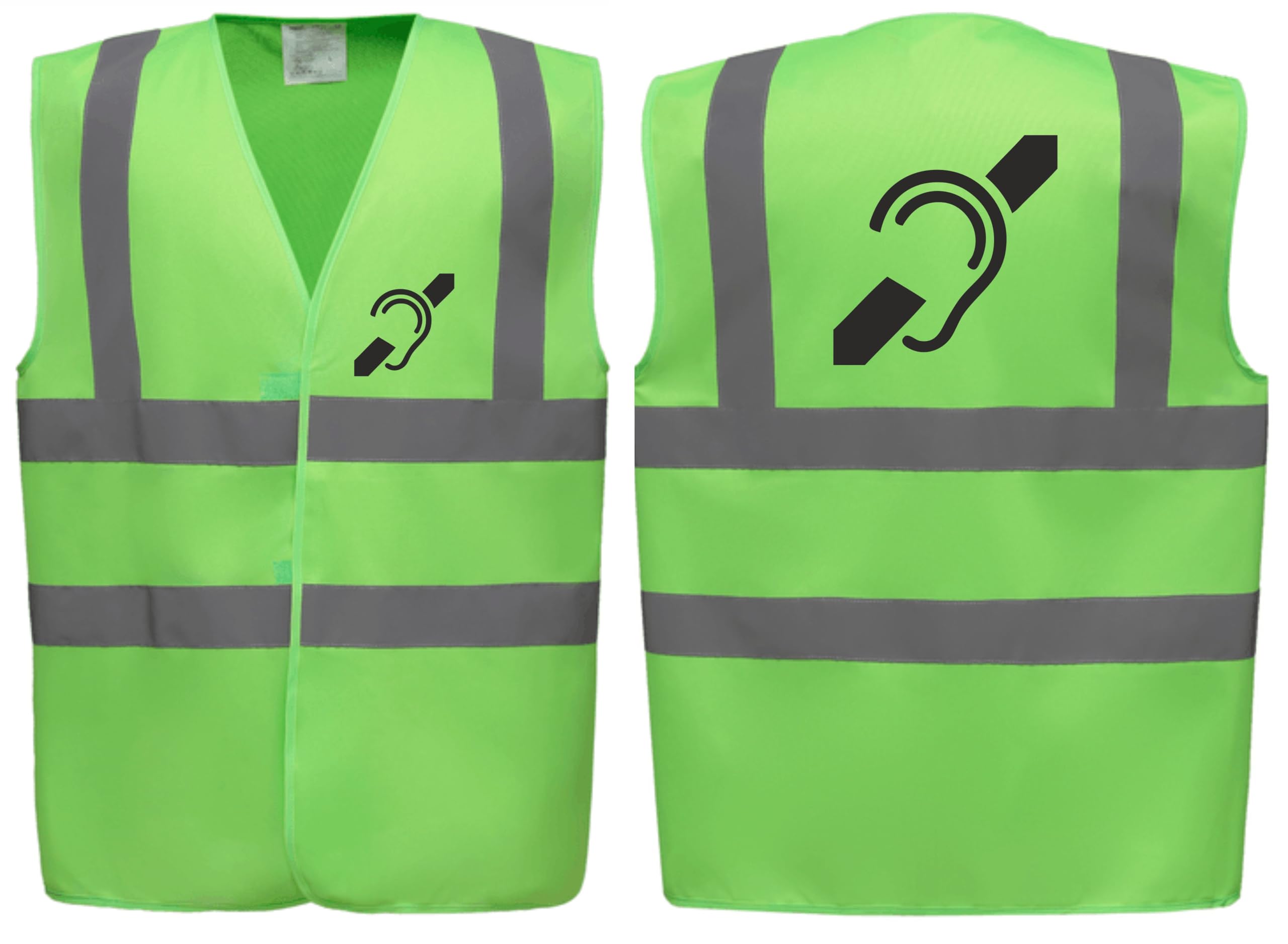 Brook Hi Vis Premium Safety Vest – DEAF Logo Printed Front & Back, High Visibility Waistcoat for Workwear, Available in 14 Vibrant Colours (UK, Alpha, XL, Regular, Regular, Standard, Lime Green)