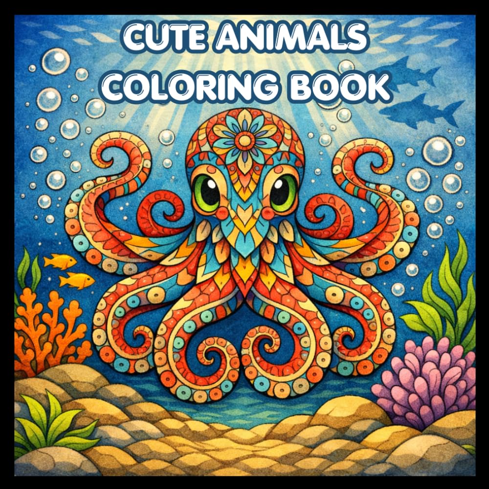 cute animals: adult coloring book for peaceful mind: relaxing and calming coloring book with cute animal designs