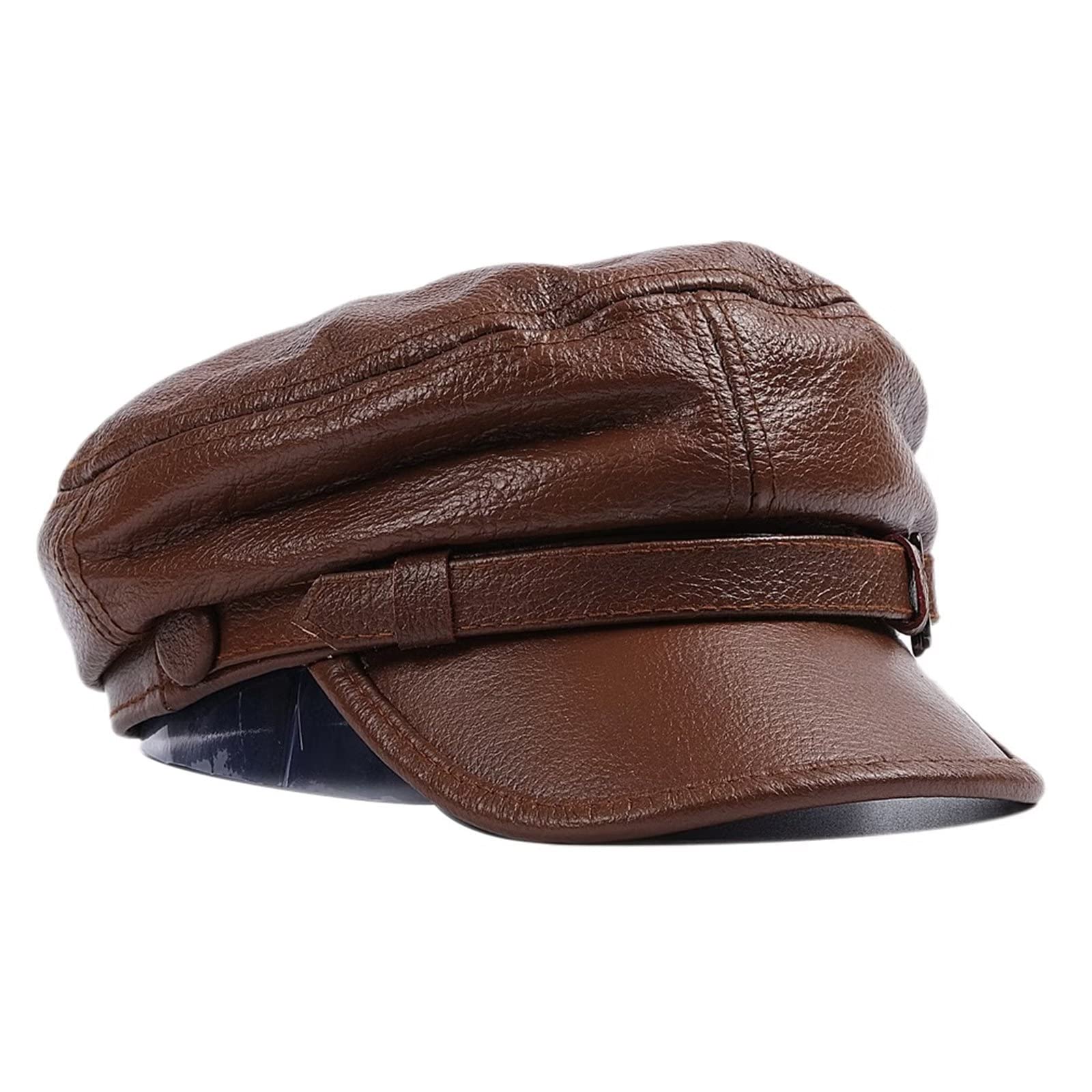 HNVAVQ Leder Fiddler Cap Fisherman Cap Männer Frauen Griechischer Angler Sailor Driver Hat Newsboy Cap Winter Herbst