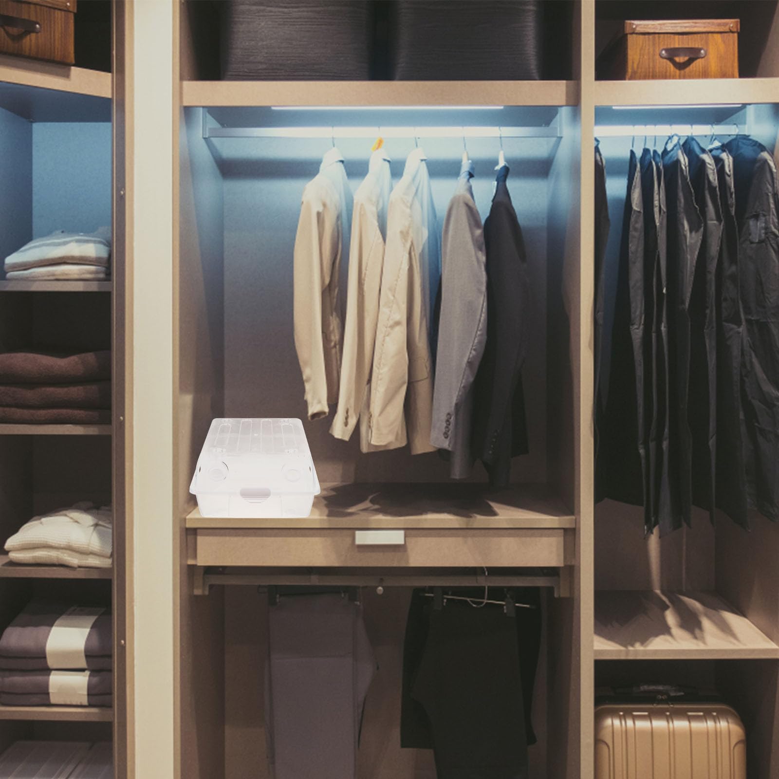 Caja de Almacenamiento de Zapatos de Plástico Blanco, 2 Unidades, Apilable Diseño de Riel para Organizar Zapatos Debajo Mesa en Casa Varios Estilos