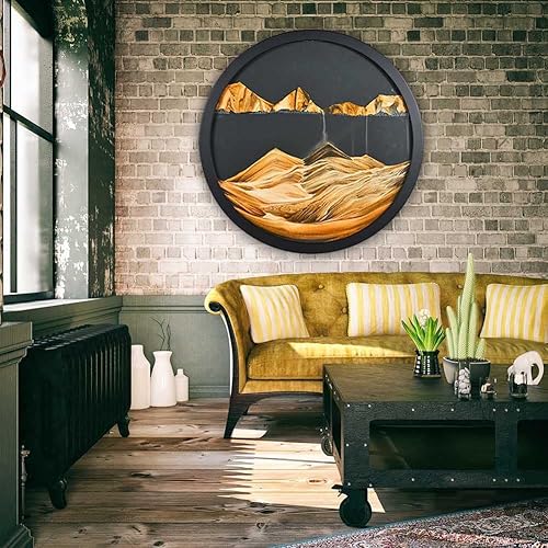 JJRY Pintura, arte de arena, movimiento líquido, colorido 3D, paisaje de arena dinámico, imagen en movimiento, vidrio redondo, mar profundo, en