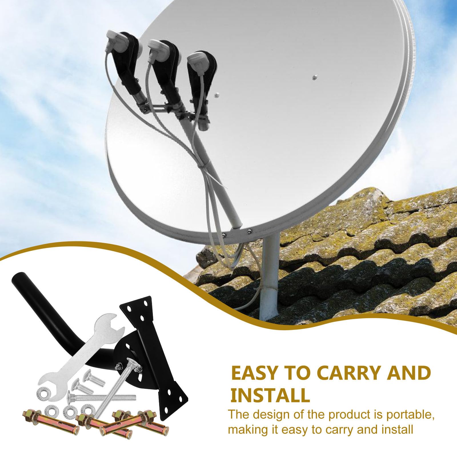 Kit de Montaje Portátil Ajustable para Antena RV, Hierro Negro