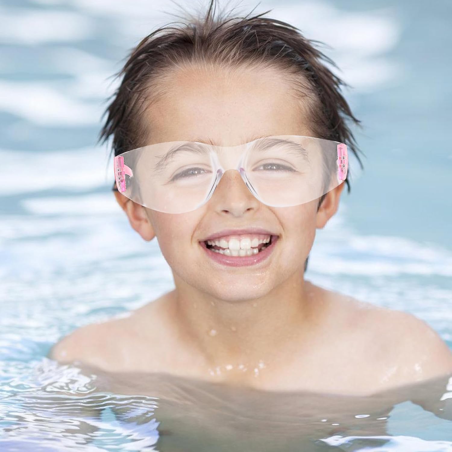 6pcs Safety Goggles, Impact Resistant Scratch-proof Protective Eyewear with Frame and Pink Arms, Waterproof Lab and School Use