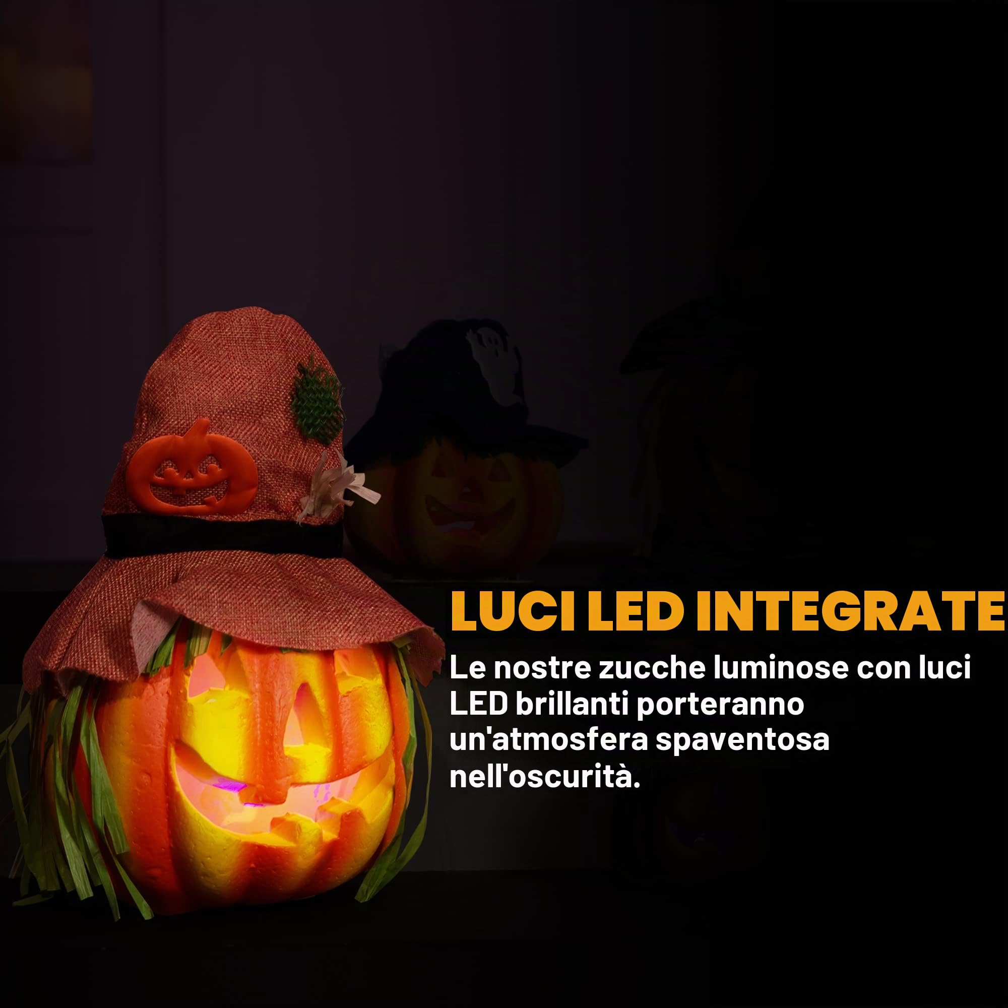 JOYIN 6 Pz Illuminano Zucche Decorazioni di Halloween Outdoor Indoor Jack O Lanterne Decor Luci LED Schiuma Halloween Home Decor Grande Dolcetto O scherzetto secchio