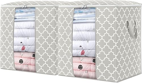 Miniatura 15 de WISELIFE Bolsas de almacenamiento, paquete de 4 unidades, 100 L, contenedores grandes de organización y almacenamiento de mantas y ropa