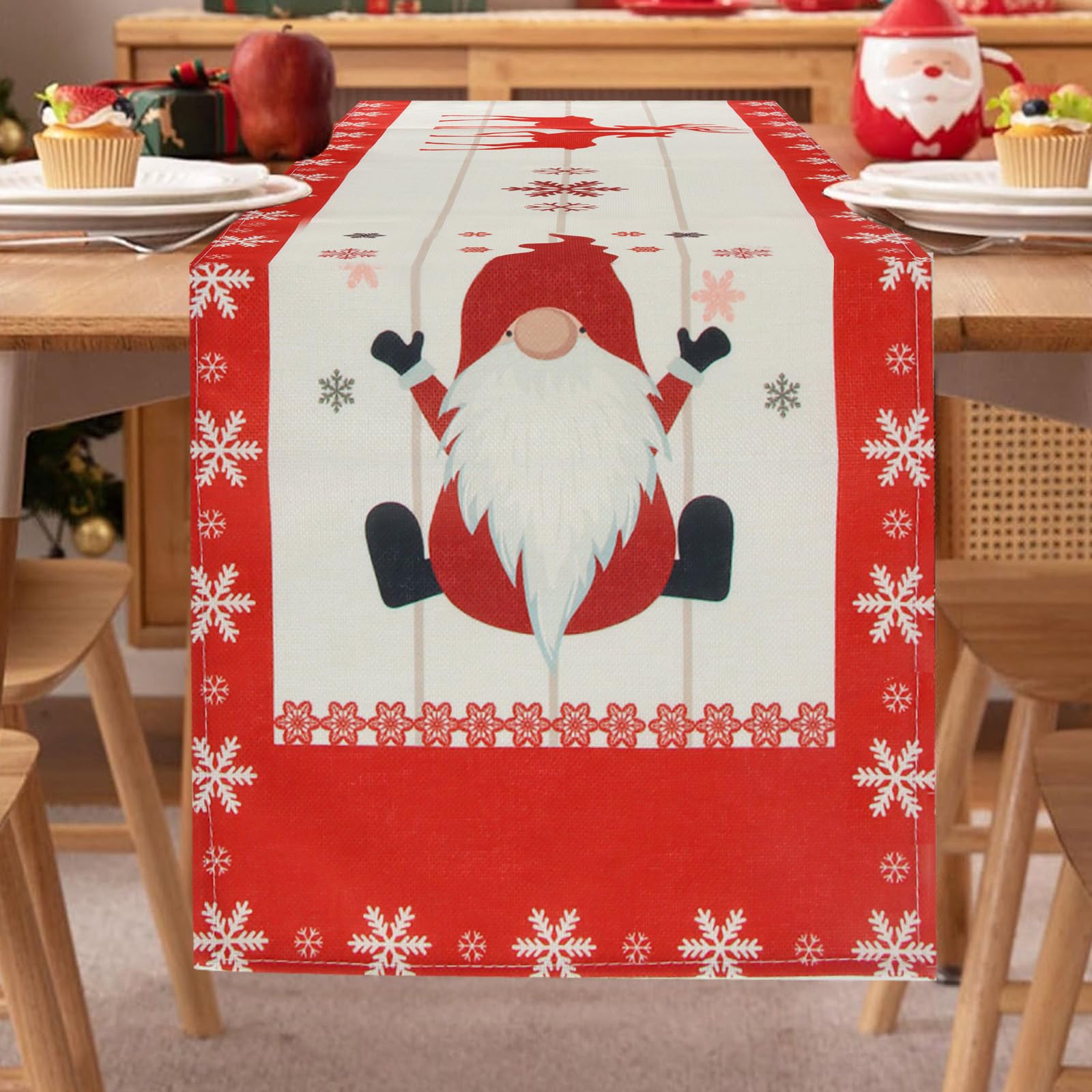 HYran Camino de Mesa Navideño, Camino de Mesa Navidad 180 x32cm, Camino de Mesa Navideño Rectangular, Camino Mesa Navideño, Decoracion Mesa Navidad, Decoraciones para Fiestas Navideñas