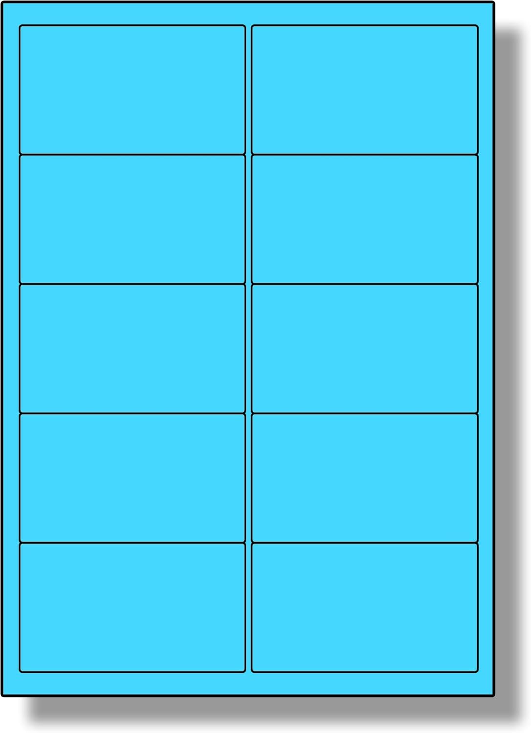 Label 10 Per Sheet, 10 Sheets (100 Blue Removable Labels). Matt, Blue Coloured Labels on