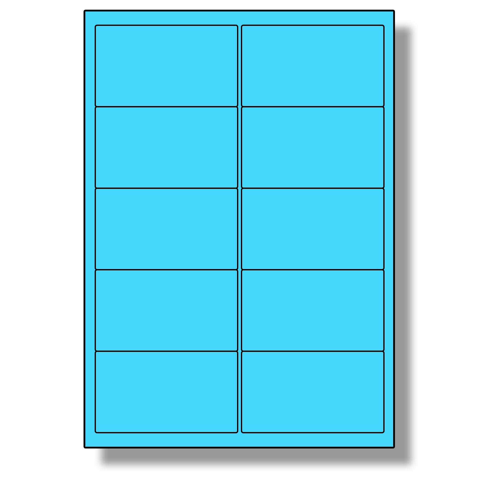 Label Planet® 10 Per Sheet, 5 Sheets (50 Blue Labels). Coloured Paper Labels with Rounded Corners 99.1 x 57mm, LP10/99 C. — image 1
