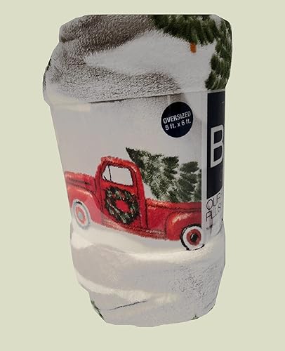 Miniatura 4 de The Big One Manta de felpa súper suave para sofá, acogedora manta ligera y esponjosa de forro polar de Navidad, de gran tamaño de 5 x 6 pies, camión