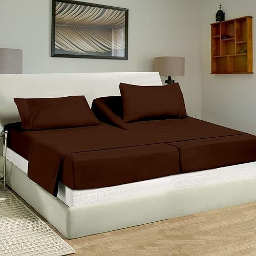 Miniatura 43 de Juego de sábanas tamaño King, juego de 4 piezas, sábanas de lujo para hotel, bolsillos profundos, fácil ajuste, transpirables y refrescantes