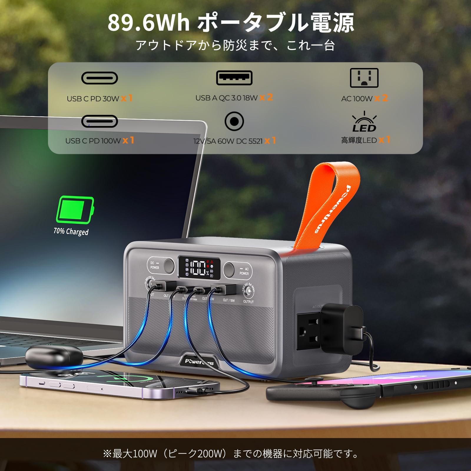 Amazon.co.jp: PowerUrus ポータブル電源 89.6Wh リン酸鉄 小型 軽量