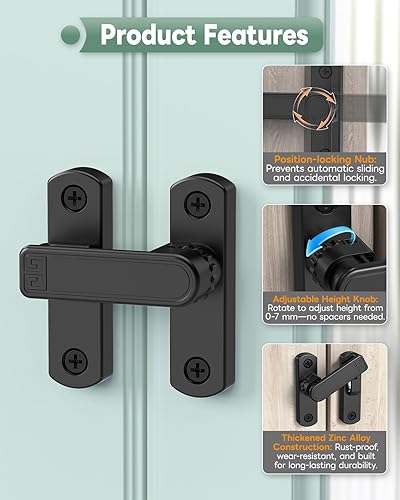 Miniatura 3 de Cerraduras ajustables para puerta de granero, pestillo de puerta corrediza de 90180 grados, pestillo de puerta de seguridad para el hogar para