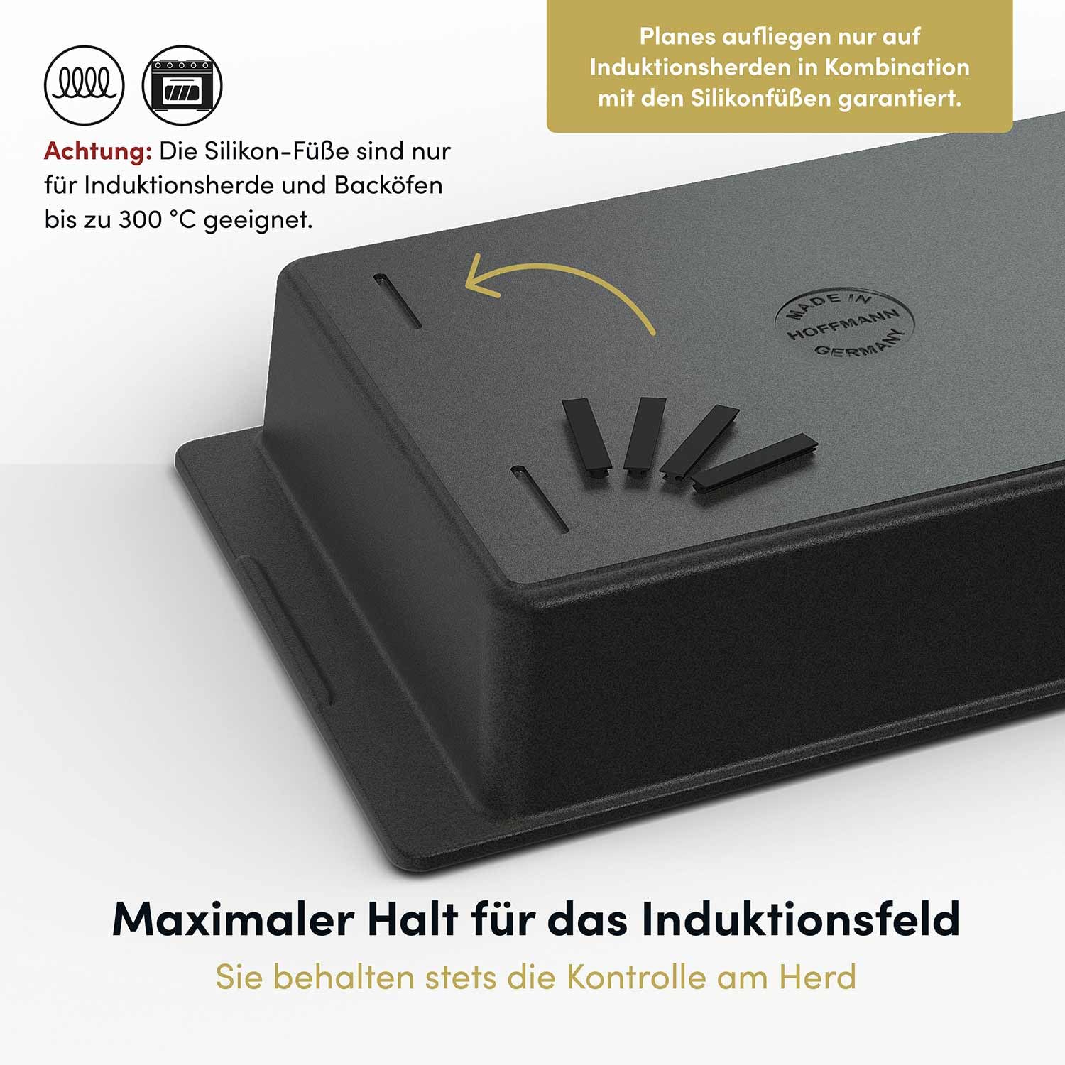 Hoffmann Bräter, 41x26 cm,Back- und Auflaufform, Handgegossen, Aluminium, Antihaftbeschichtet, für Induktion und Backofen, Anthrazit, 5L Volumen,Verzugsfrei, Made in Germany (mit Deckel)