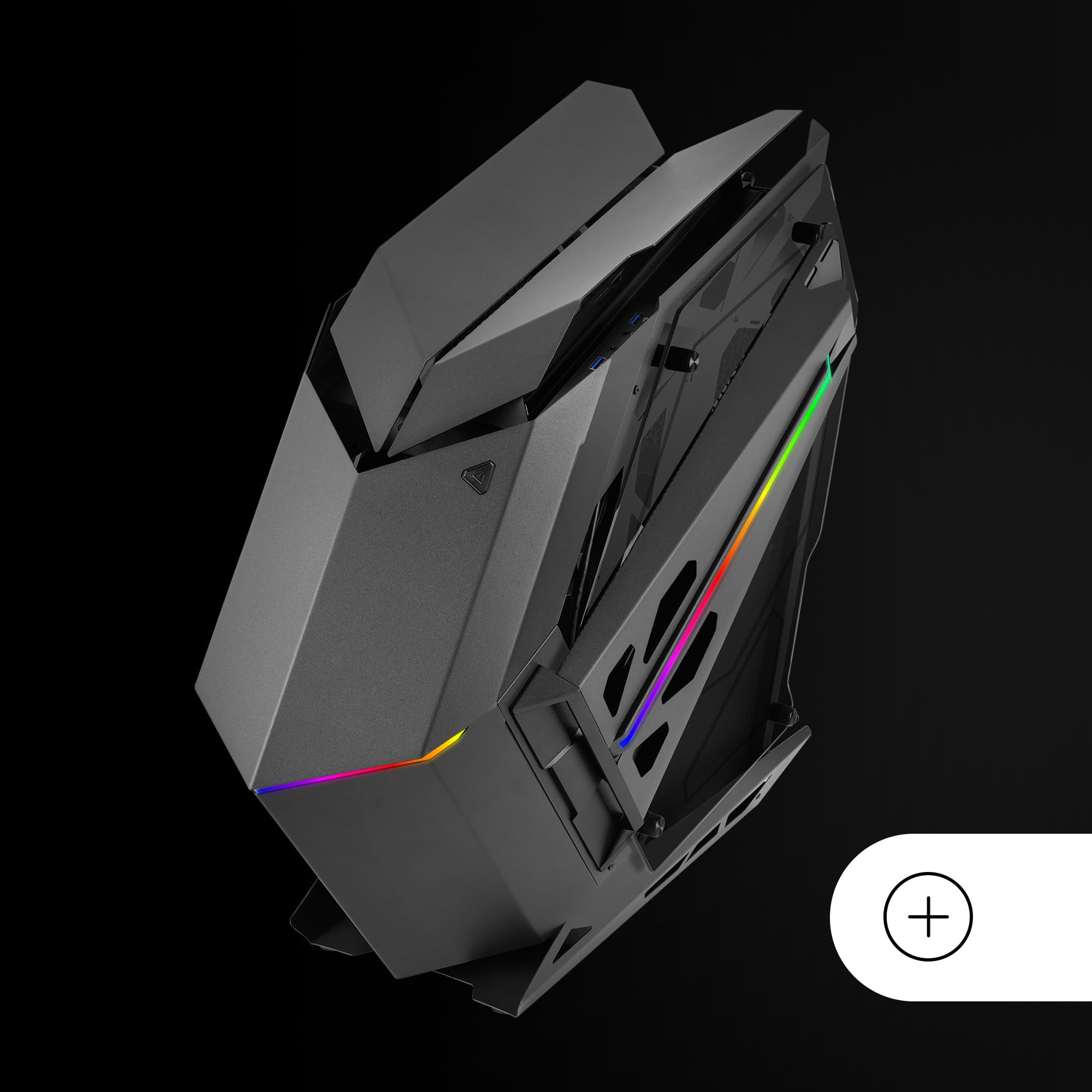 Mars Gaming MC-Titan, Caja Gaming RGB XXL ATX, Doble Tira LED e Iluminación Frontal ARGB, Hub Iluminación + Mando a Distancia, Compatible con Placas Base ARGB, Soporte Refrigeración Líquida, Negro
