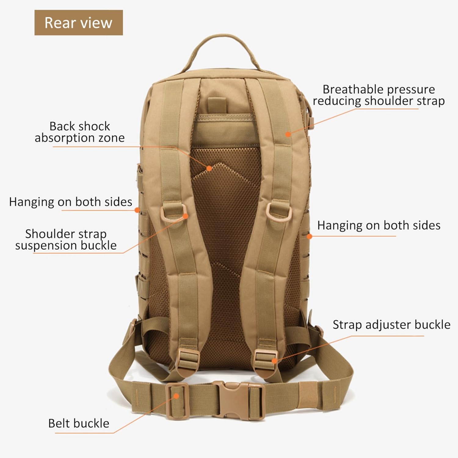 Tacticals Backpack for Men Molle System Survival Backpack Water-Resistant Multifunctional Hunting Bag for Travel Camping Hiking Sports, Khaki Hunting Survival Tacticals Bag