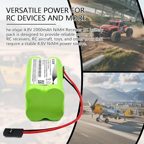 Miniatura 5 de Paquete de 2 baterías AA NiMH de 4.8 V 2000 mAh con conectores Hitec y JR, paquete de batería recargable cuadrada 2X2 para receptores RC, aviones