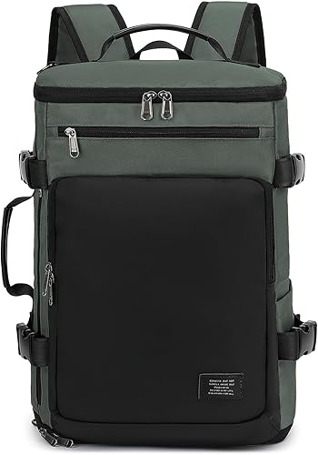 Miniatura 31 de Bolsa de lona de gimnasio Kalesi con compartimento para zapatos, mochila impermeable de 4 vías para viajes, deporte, senderismo, portátil, Negro