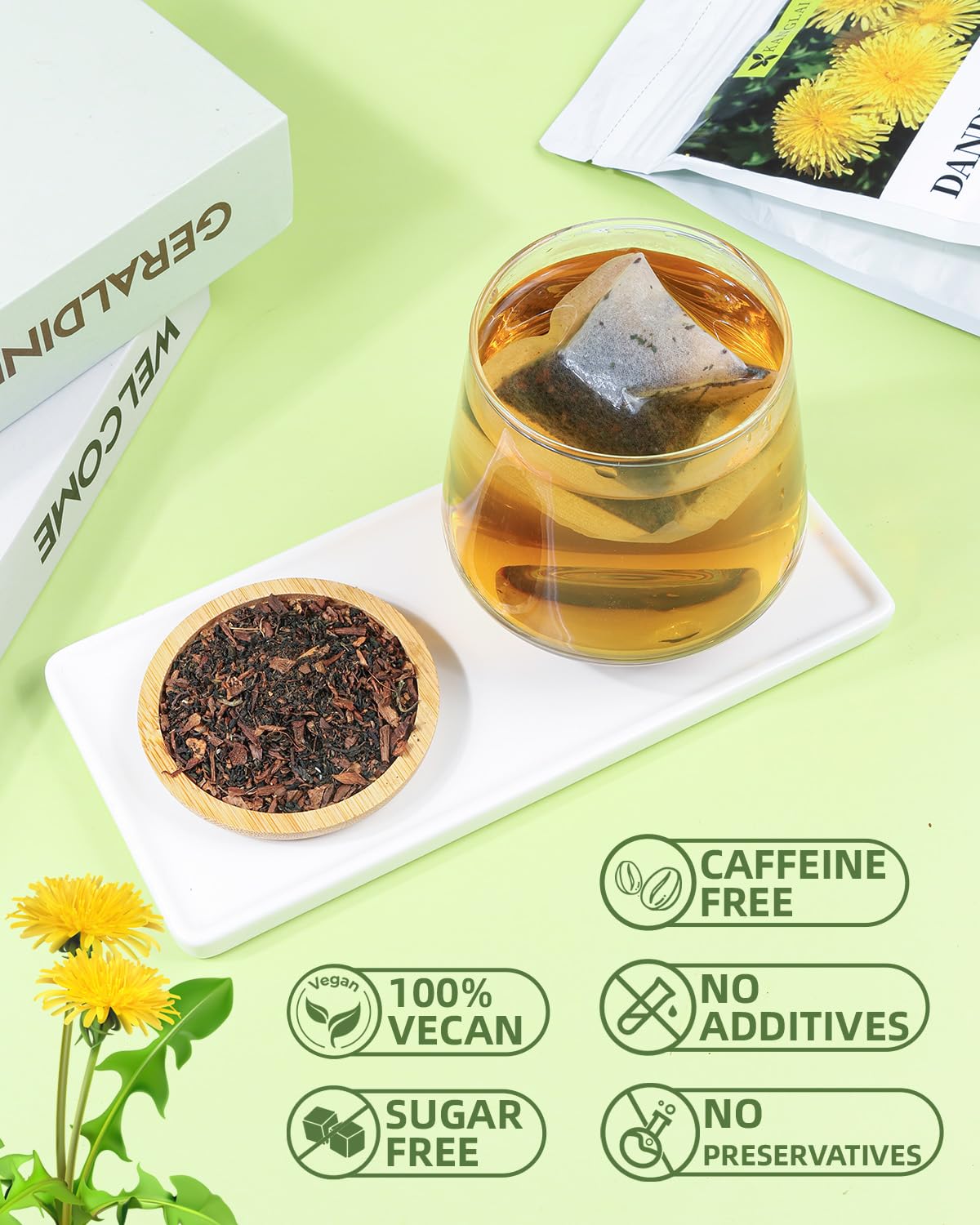Dandelion Tea Bags 60 Count, Dandelion Root & Leaf Herbal Detox Tea for Liver & Kidney Health, Supports Digestion & Immune System - 100% Natural, Caffeine-Free, Non-GMO, No Additives - Image 4