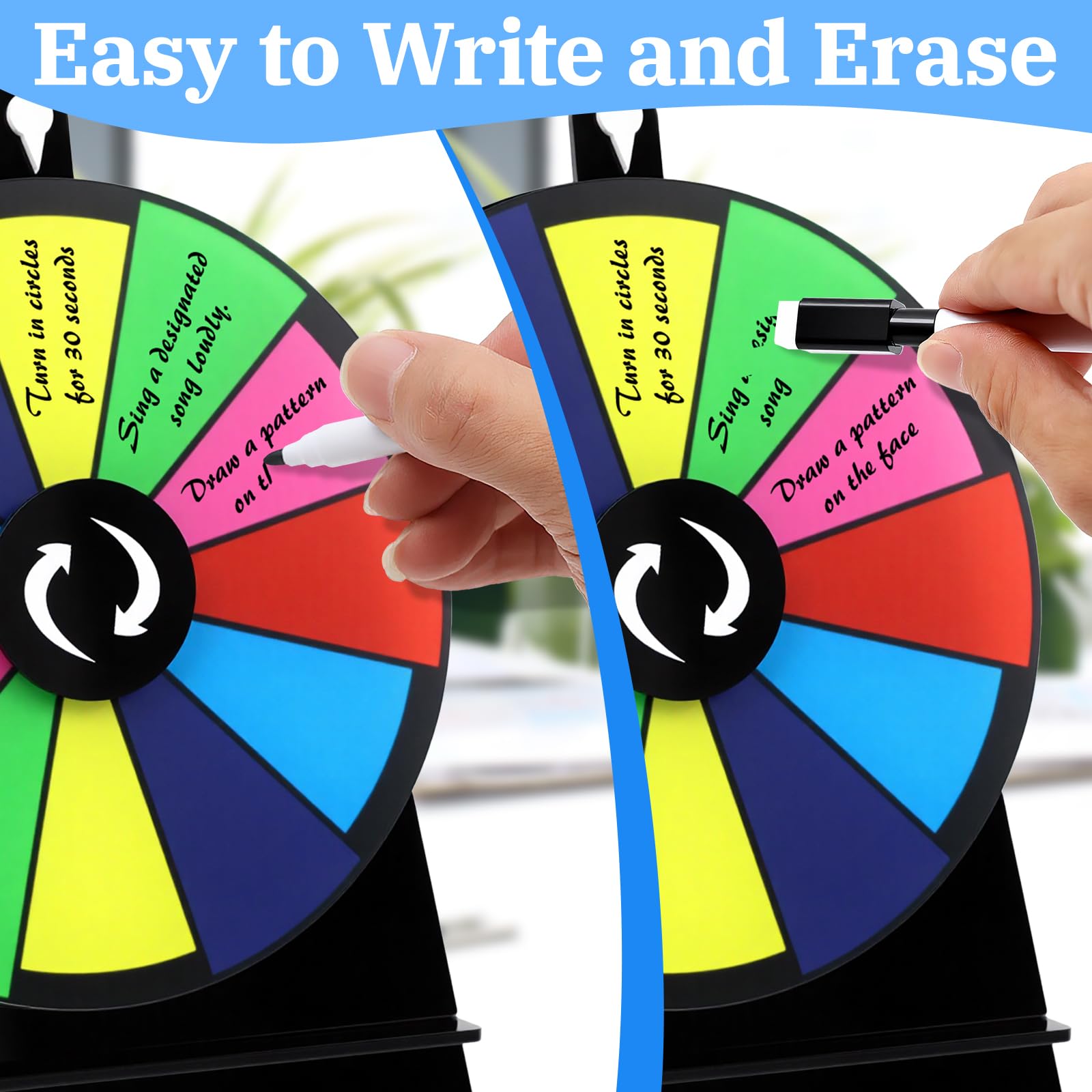 CYZBL 6 Inch Heavy Duty Spinning Prize Wheel with Stand, 12 Slots Fortune Roulette Game - Image 4