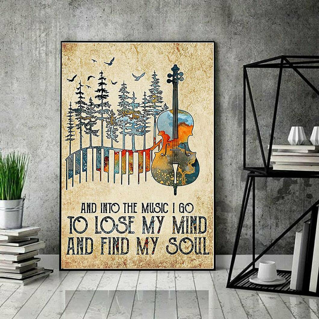 Kueprae A353 Into The Music I Go Poster, Lose Your Mind Find Your Soul Vintage Metal Sign 8X12 Inch