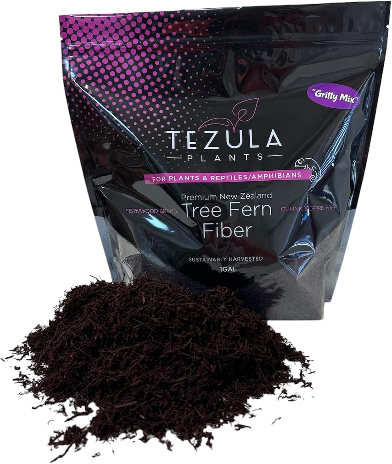 Premium Gritty New Zealand Tree Fern Fiber Growing Medium and Reptile Substrate- Natural, Organic, Long Lasting | for Orchids and Tropicals | Use in Terrariums and Vivariums (1 Gallon)