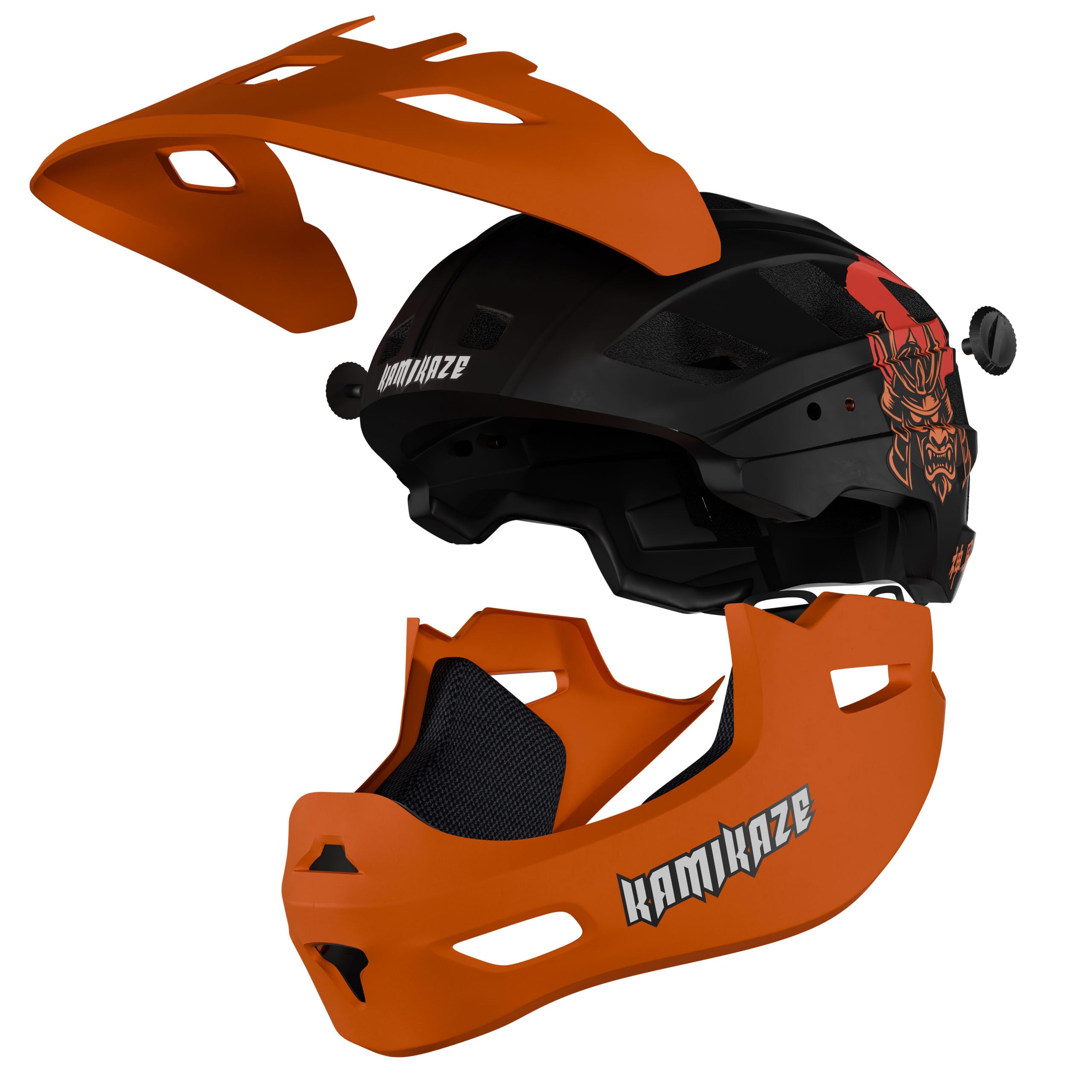 Kamikaze Ronin Integralhelm Orange – Schutzhelm für Radfahren, Scooterfahren, Inlineskaten und Skateboarden, leicht, komfortabel und robust, Größen S, M und L