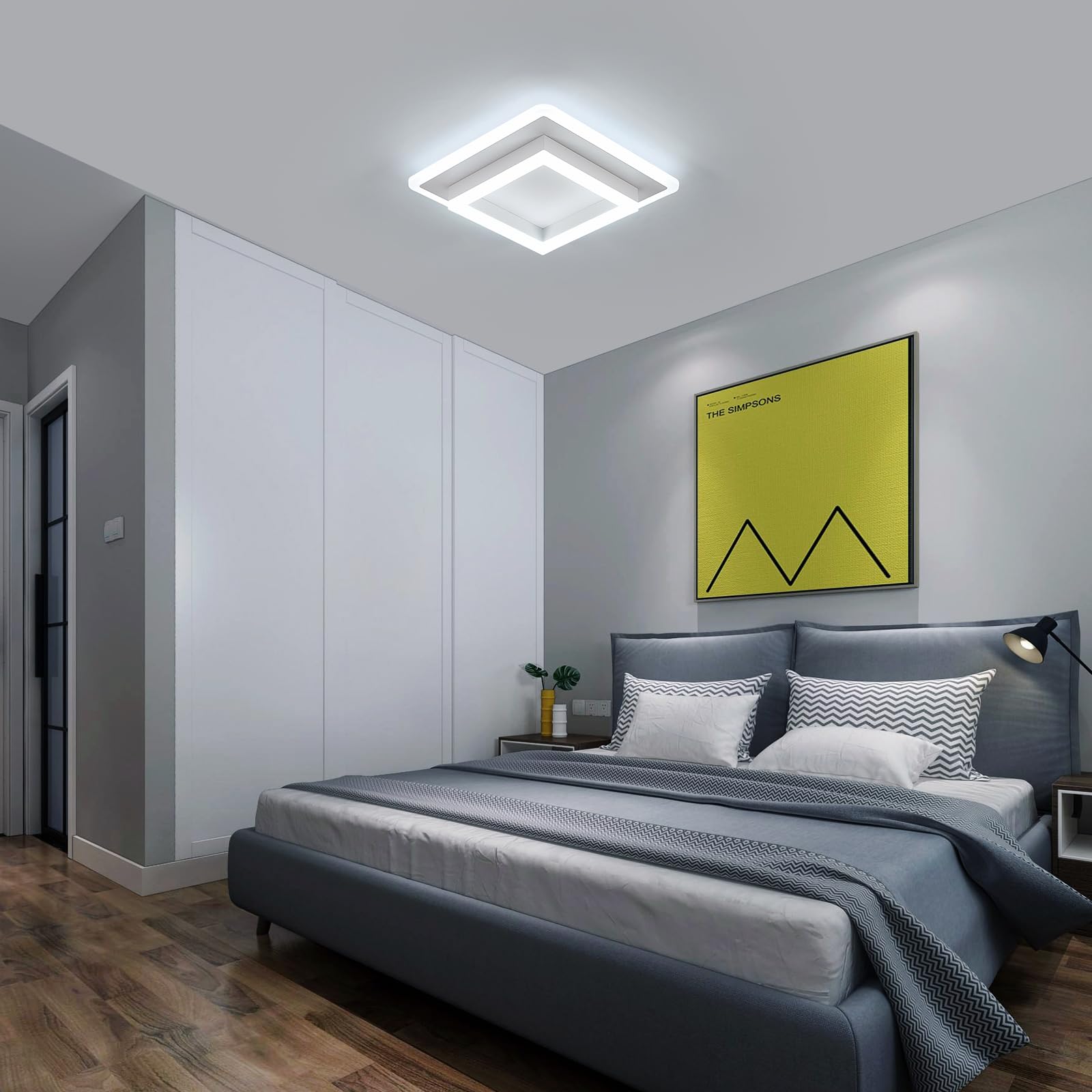 DELIPOP Lampada da Soffitto LED Moderna, 30W 3375LM Creativo Quadrata Plafoniere, Lampadario LED Soffitto Bianca per Camera da letto, Soggiorno, Cucina Sala da Pranzo, Bianco Freddo 6500K