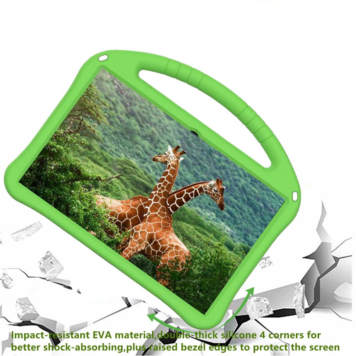 Funda para niños compatible con Lenovo TAB P11 (TB-J606F), a prueba de golpes, con asa y soporte, para P11 Plus (TB-J607F) de 11 pulgadas, color verde 3