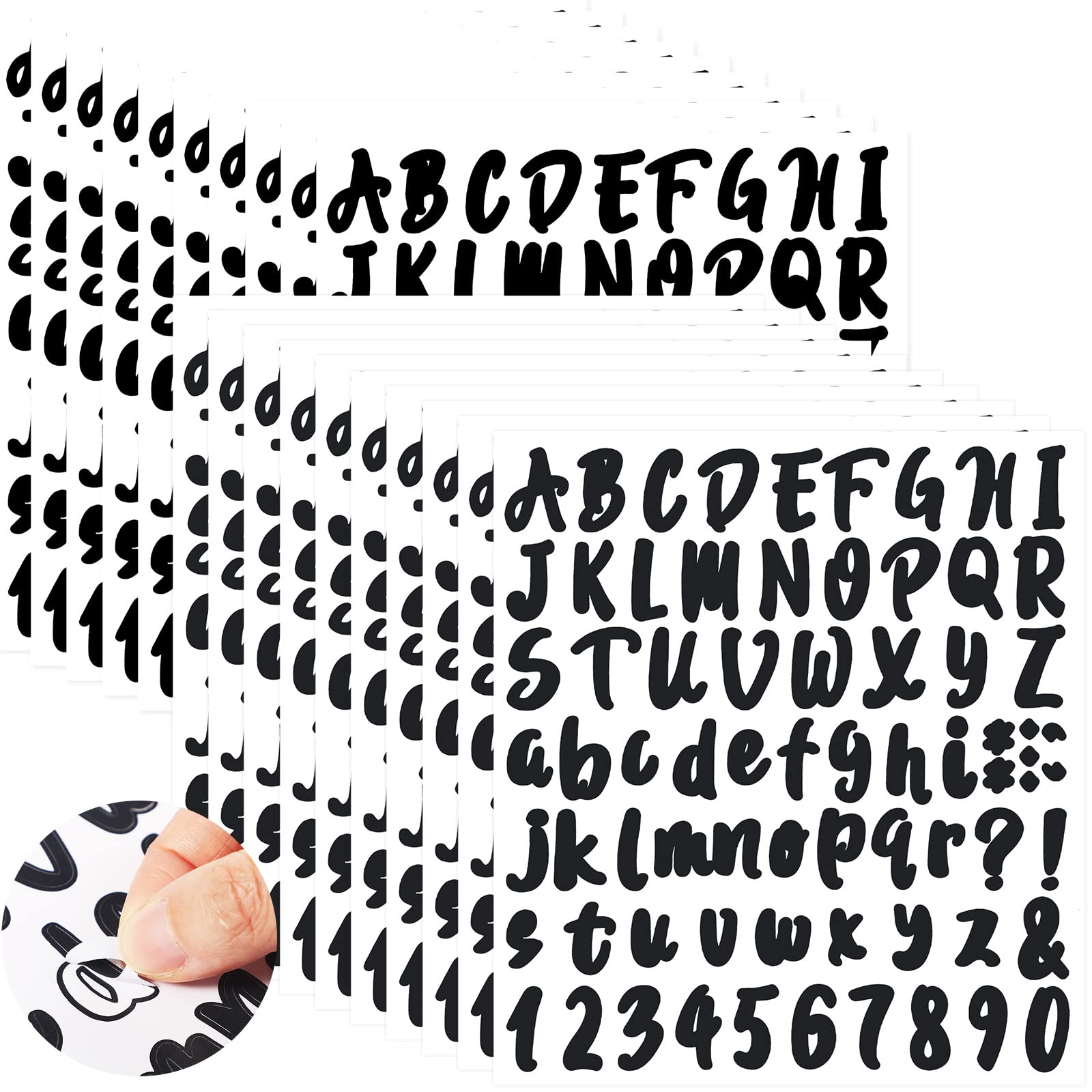 Photo 1 of Mimorou 1440 Pieces 20 Sheets Alphabet Letter Number Stickers, Self Adhesive Vinyl Sticker, Graduation Cap Letter Stickers, Mailbox Numbers Decals for Sign, Door, Address Number, Water Bottle(Black)