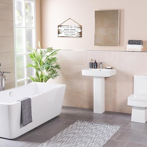 Miniatura 9 de Letrero con texto en inglés "Bathroom Welcome Please Seat Yourself", placa de madera impresa para colgar en la puerta de 10 x 5 pulgadas, decoración