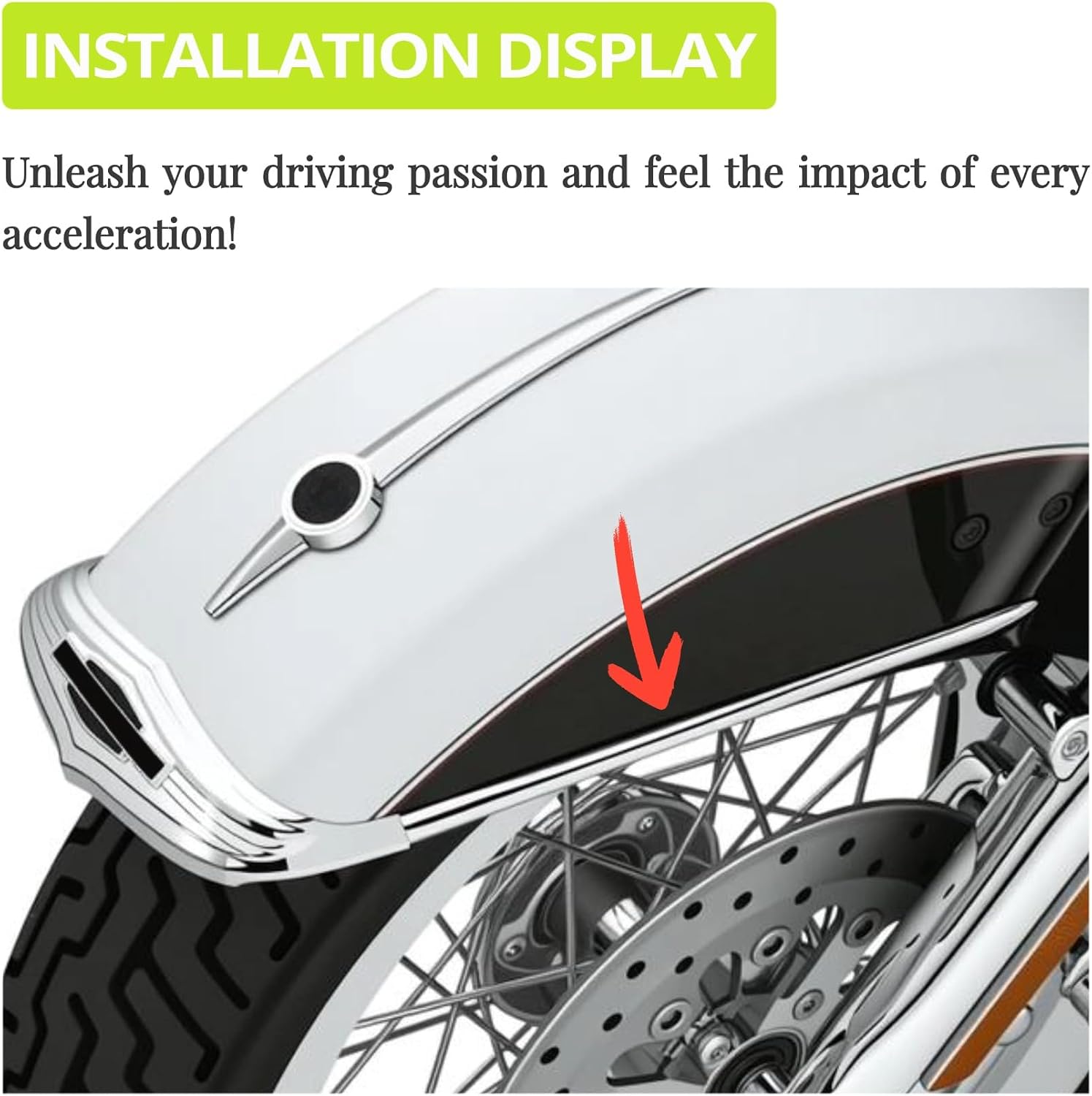 Front Fender Spear Trim for Harley Touring Road King Electra Glide Ultra Classic Street Glide Tour Glide FLHR FLHRC FLHTC FLHTK FLHTCU 1982-2013, Heritage Softail Classic FLSTC 1986-2017