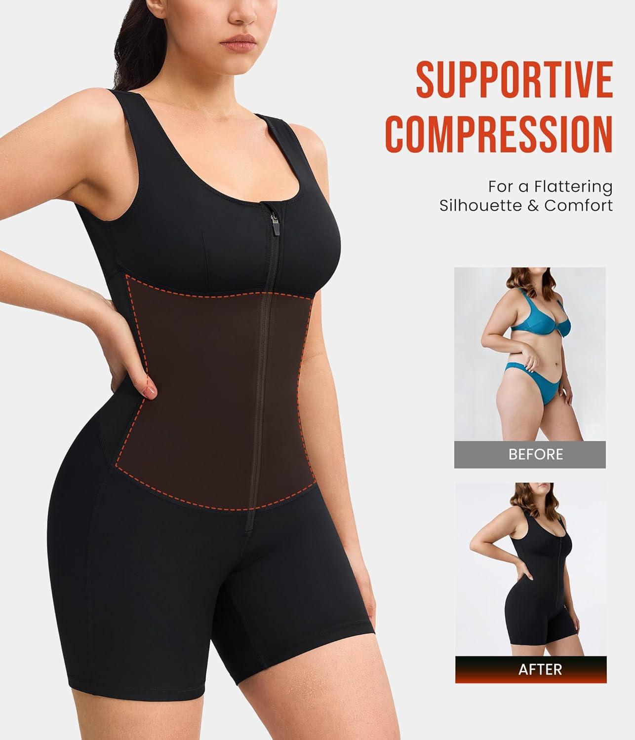 Junlan Sauna Suit Women - Full Body Sleeveless Sauna Jumpsuit with Zipper Waist Trainer - Image 2